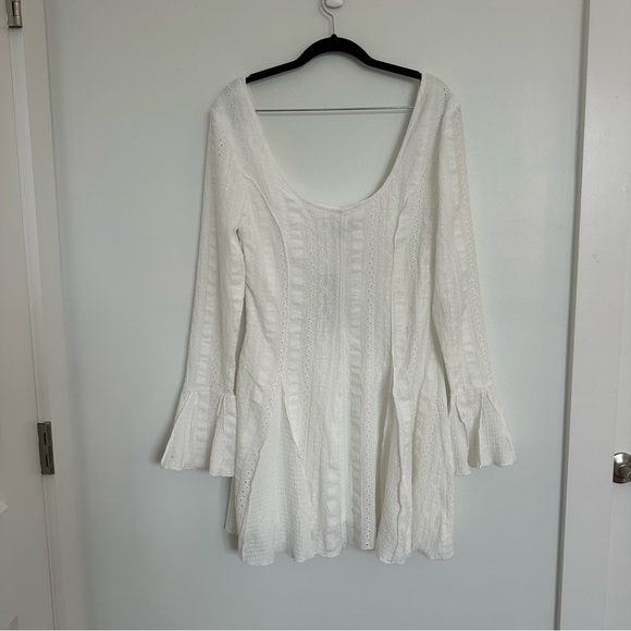NWT Lulus Mirielle White Textured Long Sleeve Mini Dress - Picture 7 of 16